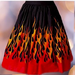 Burning Love Fire Flame circle aline full skirt